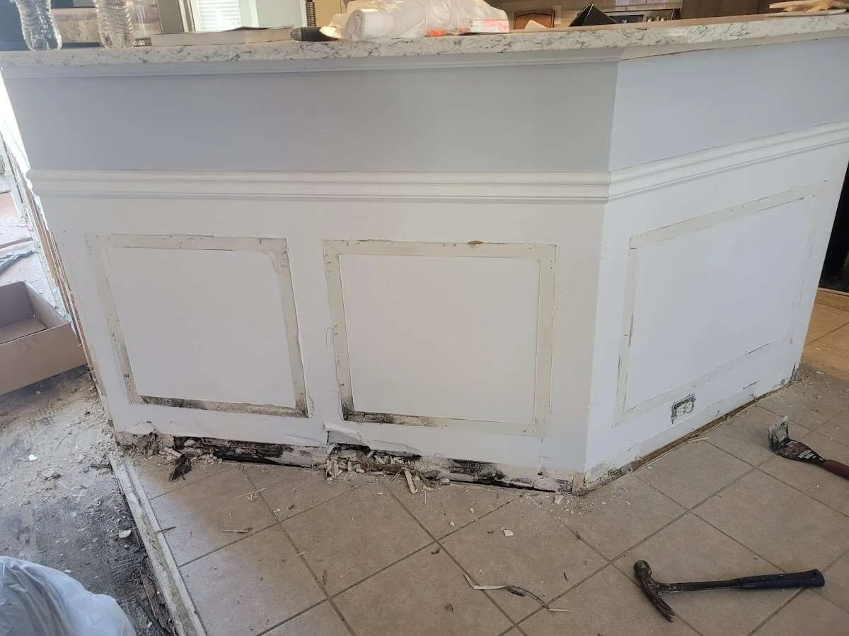 Water damage and mold on kitchen during Storm Damage Restoration in Sunset
